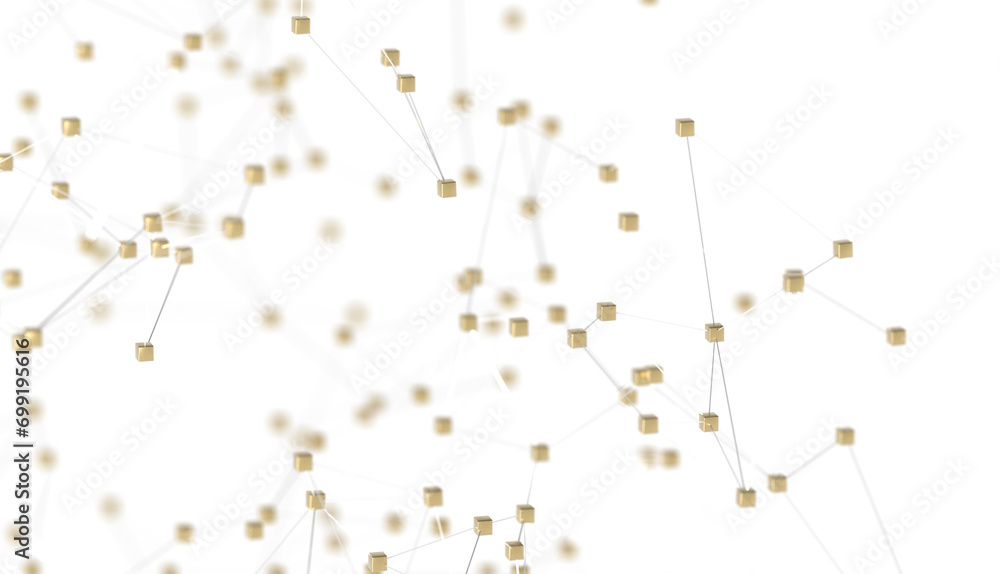 Fototapete Abstract technology futuristic network - fantasy plexus background. 3D rendering