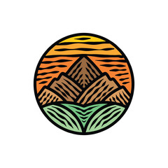 Hand Drawn Mountain Logo Vector Design illustration Emblem