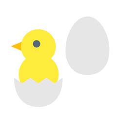 鳥、卵、ひよこを表すカラースタイルのアイコン