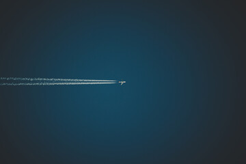Avião no céu azul fumaça