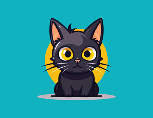 cat with yellow eyes vector on isolated background - obrazy, fototapety, plakaty