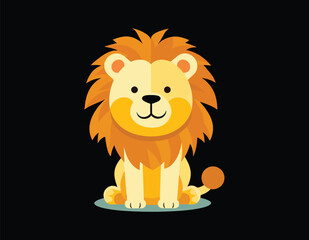 lion cartoon vector isolated on black background © saeede