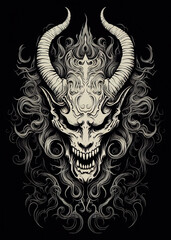 Devil with horns. Sketch drawing design. Generative Ai
