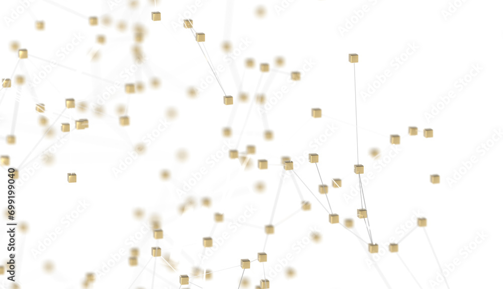 Poster Abstract technology futuristic network - fantasy plexus background. 3D rendering