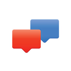 Red and blue chat bubbles. UI design icon. Vector illustration of chat bubbles design.