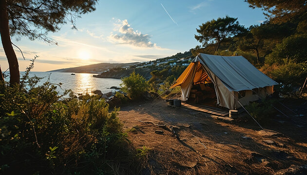 Glamping campsite next to the mediteranean sea
