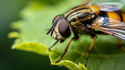 Close-Up Image of a Fly on a Leaf