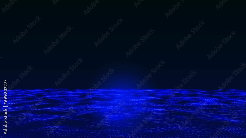 Poster abstract hi-tech blue dot and particle wave animated background video. futuristic dot-wave animation