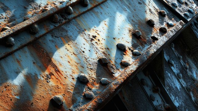 A Rusted Metal Structure With Lots of Rivets