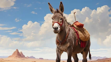 Muurstickers donkey in the desert © UmerDraz