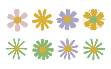 Abstract flowers vector clipart. Spring illustration.