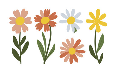 Abstract flowers vector clipart. Spring illustration.