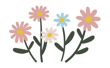 Abstract flowers vector clipart. Spring illustration.