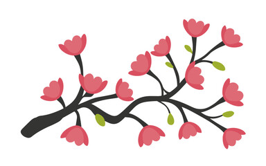 Abstract cherry blossom flowers vector clipart. Spring illustration.