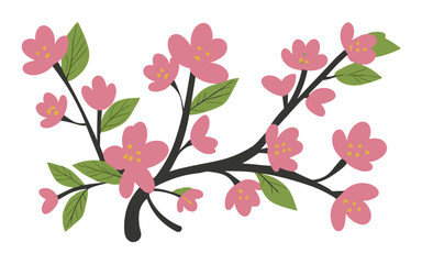 Abstract cherry blossom flowers vector clipart. Spring illustration.