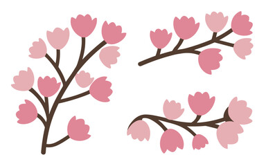 Abstract cherry blossom flowers vector clipart. Spring illustration.