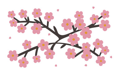 Abstract cherry blossom flowers vector clipart. Spring illustration.