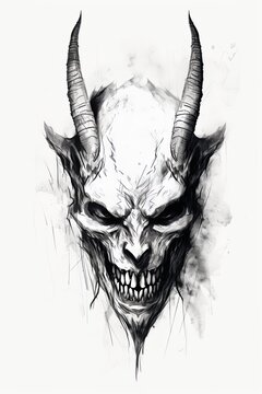 Devil with horns. Sketch drawing design. Generative Ai