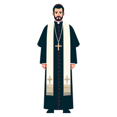 Catholic priest flat design vector illustration.
