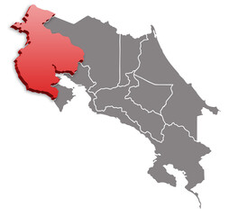GUANACASTE province of costa rica 3d isometric map