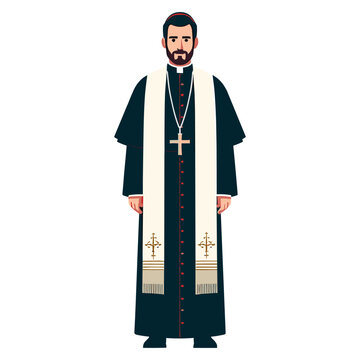 Catholic priest flat design vector illustration.