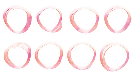 Set of Watercolor Circles Frames. Pastel Rings. Transparent PNG. Colorful Shapes