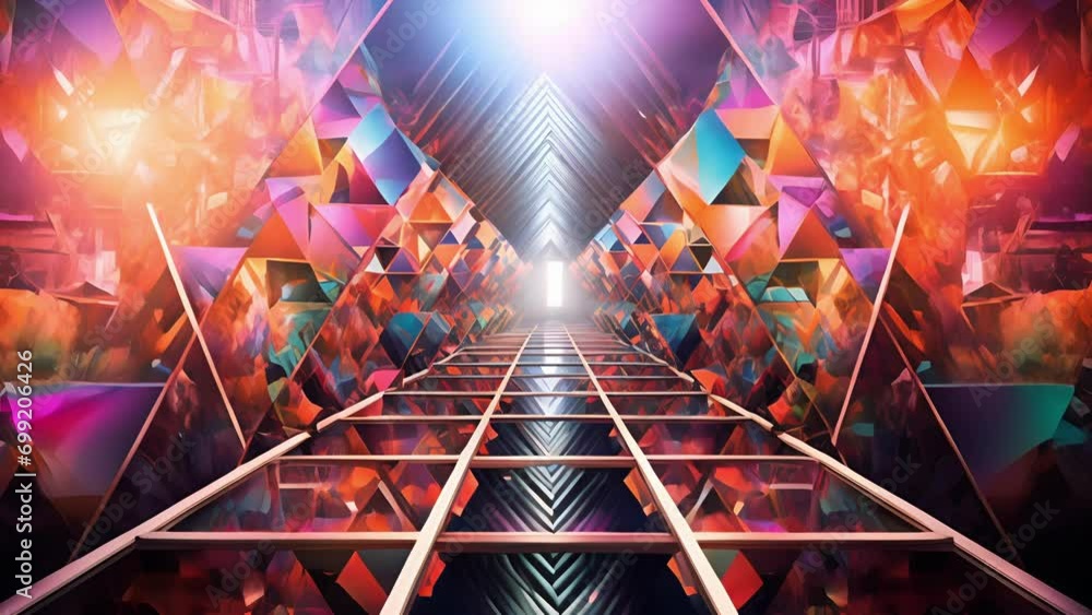 Poster peer into a distorted mirror world, where reality fractures into kaleidoscopic patterns that mesmeri