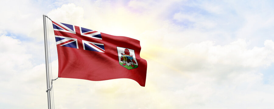 Bermuda flag waving on sky background. 3D Rendering