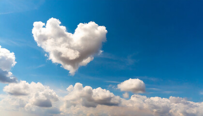 Naklejka na ściany i meble A cloud in the shape of a heart, background of a sky full of clouds