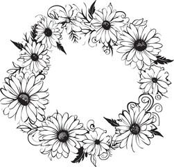 Stylized Daisy Silhouette Black Vector Logo Design Modern Floral Boundary Daisy Flower Black Icon