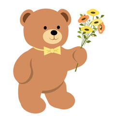 teddy bear with flowers