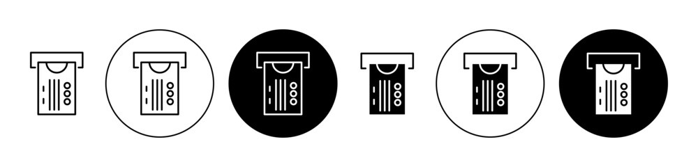 
atm cash withdrawal icon logo sign. automatic credit or debit card use for money transaction from atm machine vector symbol line art


