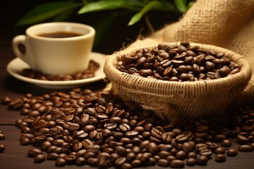 Fragrant coffee beans perfect for a delightful drink. Generative AI