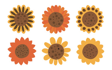 Abstract flowers vector clipart. Spring illustration.