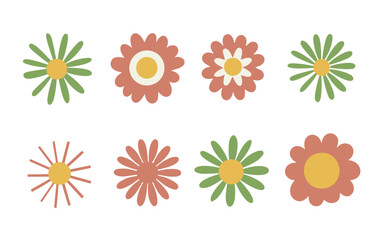 Abstract flowers vector clipart. Spring illustration.