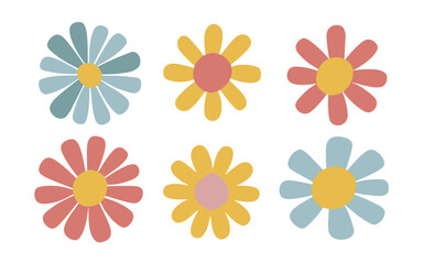 Abstract flowers vector clipart. Spring illustration.