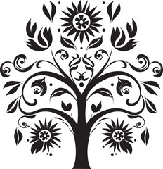 Folklore in Bloom Ethnic Floral Icon Symbol Blossom Canvas Floral Background Logo Icon