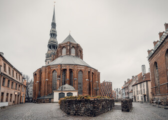 the famous st. peter's church of riga, latvia - 699210862
