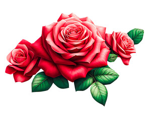 read rose flowers in a floral arrangement with a transparent background 