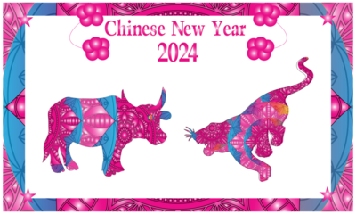 2024 Chinese new year zodiac banner template design. Asian festival horizontal poster. Chinese zodiac symbol, Lunar new year concept, modern background design.Tiger and bull illustration.
