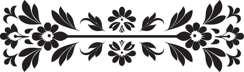 Fototapeta premium Chic Floral Boundary Decorative Line Logo Icon Enchanting Vine Borders Floral Vector Emblem