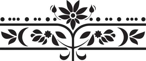 Fototapeta premium Radiant Blossom Lines Floral Border Emblem Vintage Vine Engravings Line Vector Emblem
