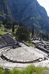 Delphi, Phocis, Greece. Ancient Theater of Delphi. The theater, with a total capacity of 5,000...