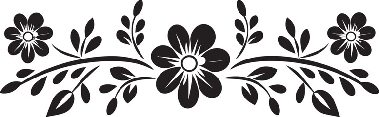 Opulent Blossom Trims Decorative Line Vector Elegant Bloom Ensemble Black Floral Bouquet Logo
