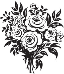Harmonious Bouquet Charm Decorative Black Icon Elegant Blossom Medley Black Floral Logo