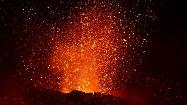 Etna Eruption in Sicily. Lava flow 