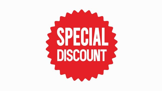 Red special discount label Animated Tag for Marketing used for motion Graphics on White Background,4K	