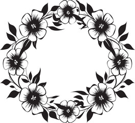 Sophisticated Frame Flourish Decorative Black Icon Radiant Floral Encircle Black Vector Frame