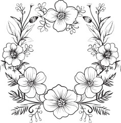 Radiant Floral Enclose Decorative Black Logo Graceful Frame Border Black Vector Frame