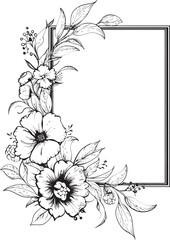 Whimsical Floral Flourish Black Vector Frame Elegant Noir Blossom Frame Vector Emblem